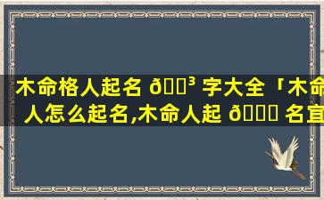 木命格人起名 🌳 字大全「木命人怎么起名,木命人起 🐘 名宜用字」